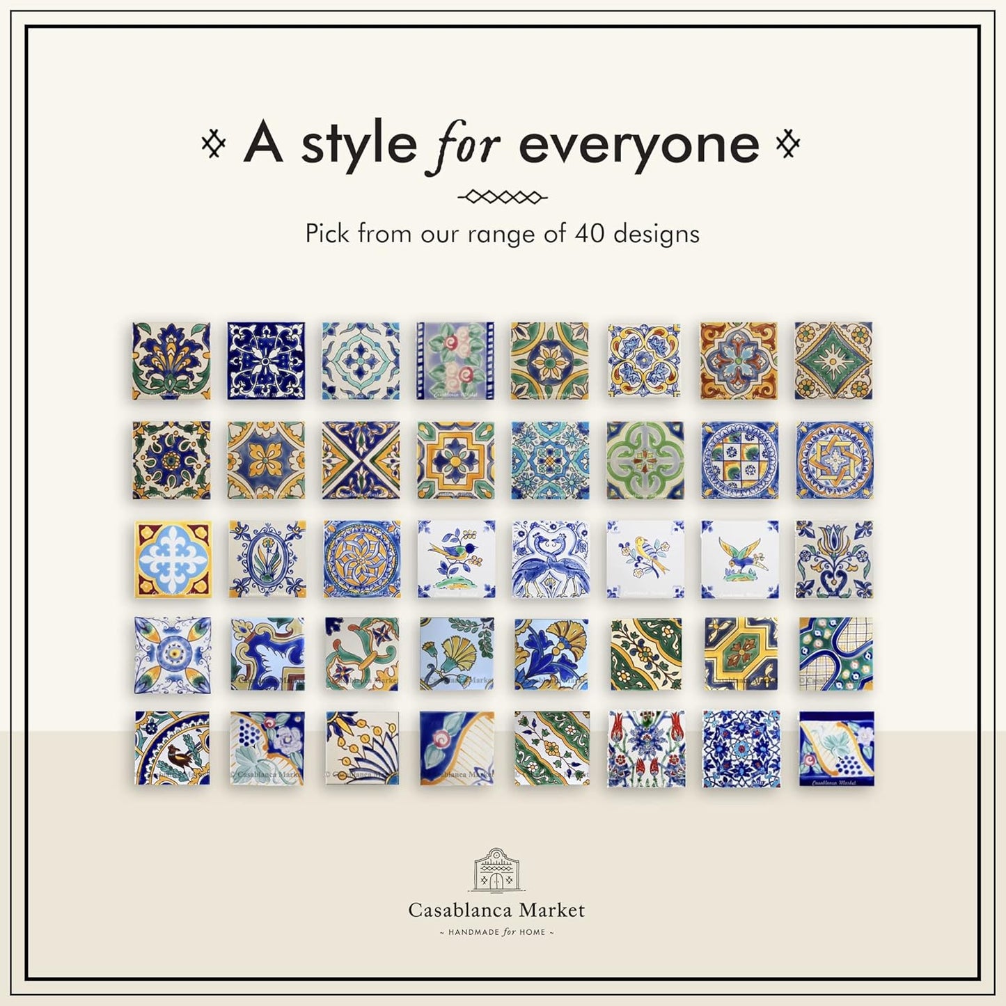 MT034 Mediterranean Ceramic Carthage Mosaic Tile, Blue/Yellow