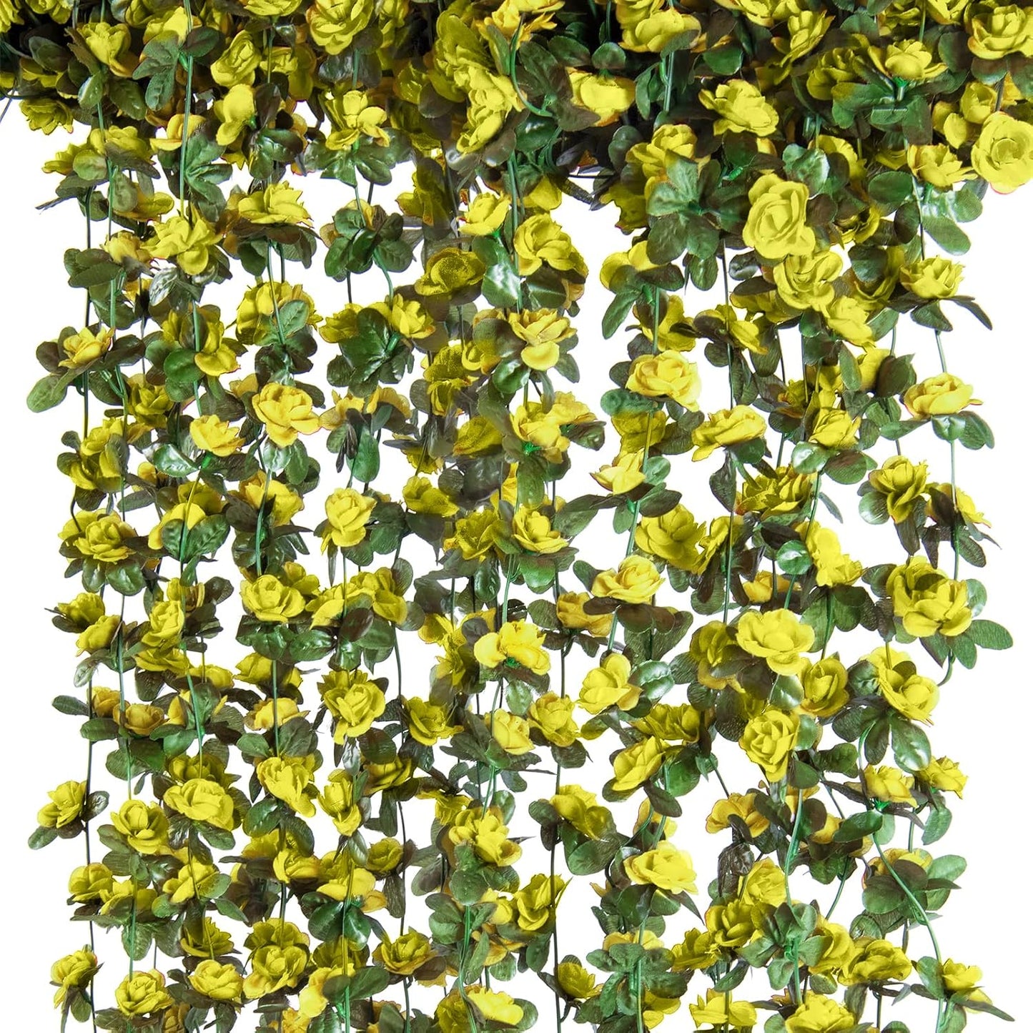 Artificial Flower Garland 8pcs 8.2ft Rose Vine Decor, Yellow Flower | Fake Rose Vine Flowers, Hanging Faux Roses String for Wedding Birthday Party Room Mantle Arch Wall Decoration