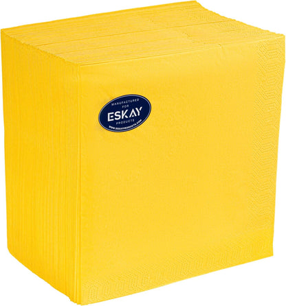 Yellow Dinner Napkins, 3-Ply, 125 Count - Premium Disposable Paper Napkins for Parties, Weddings, Restaurants, Bars, Birthdays & Events, European Made