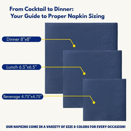 Yellow Dinner Napkins, 3-Ply, 125 Count - Premium Disposable Paper Napkins for Parties, Weddings, Restaurants, Bars, Birthdays & Events, European Made