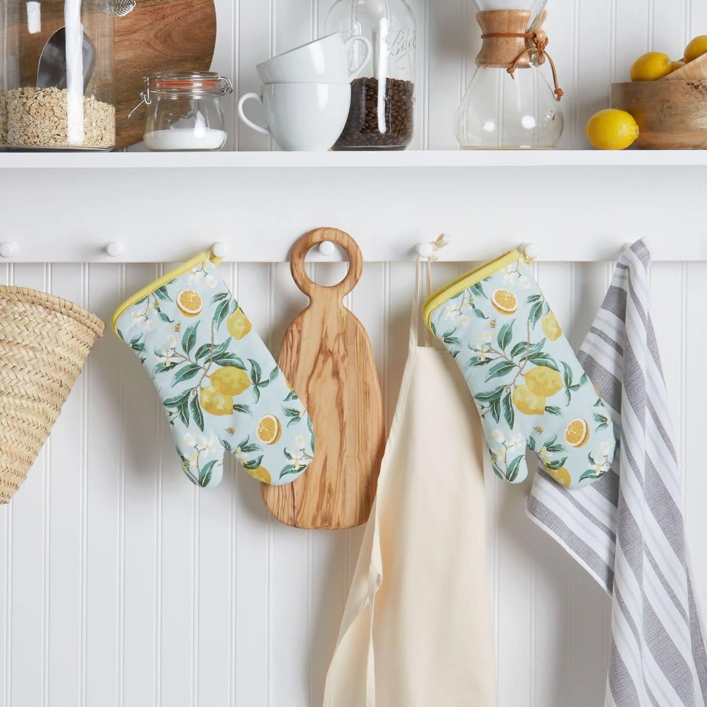 Lemon Whimsy Oven Mitt 2-Pack Set, Yellow, 7"x13"