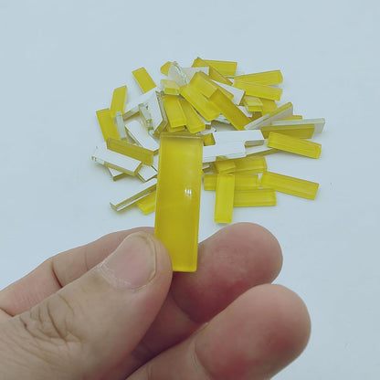 Mosaic Stained Glass Strips DIY for Crafts, 200g（0.44lb） Clear Mosaic Pieces Stain Glass Crafts DIY Mosaic Tiles Hobbies Art Crafts Material (Yellow, 0.4“ x 1.26")