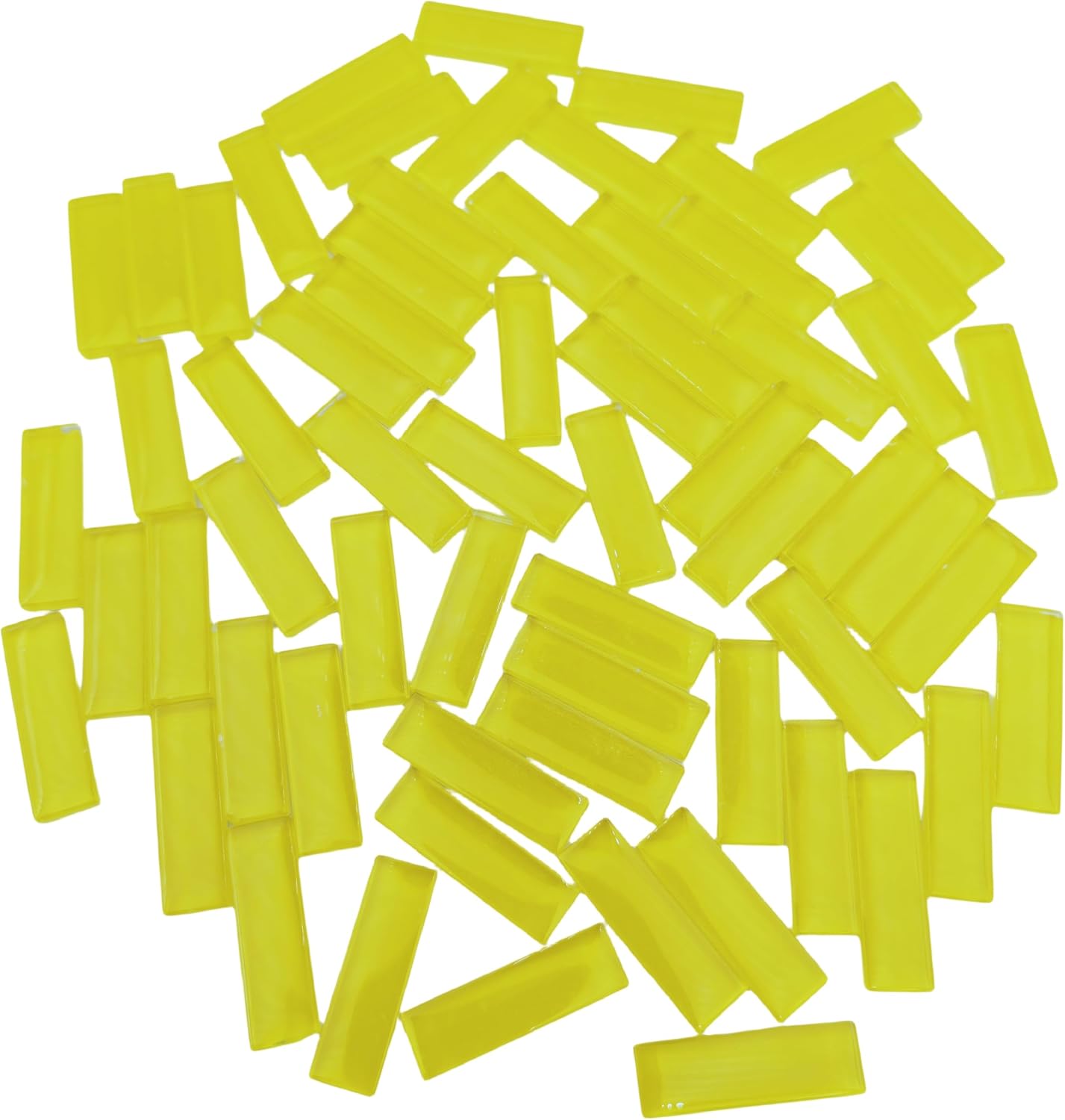 Mosaic Stained Glass Strips DIY for Crafts, 200g（0.44lb） Clear Mosaic Pieces Stain Glass Crafts DIY Mosaic Tiles Hobbies Art Crafts Material (Yellow, 0.4“ x 1.26")