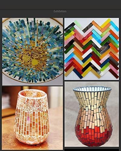 Mosaic Stained Glass Strips DIY for Crafts, 200g（0.44lb） Clear Mosaic Pieces Stain Glass Crafts DIY Mosaic Tiles Hobbies Art Crafts Material (Yellow, 0.4“ x 1.26")