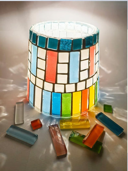 Mosaic Stained Glass Strips DIY for Crafts, 200g（0.44lb） Clear Mosaic Pieces Stain Glass Crafts DIY Mosaic Tiles Hobbies Art Crafts Material (Yellow, 0.4“ x 1.26")