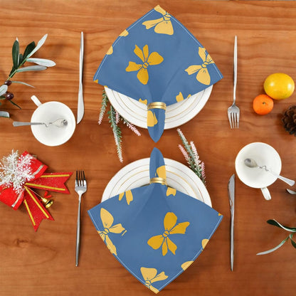 Dinner Napkins Set of 6 Yellow Bows Pattern Reusable Table Cloth Napkins for Indoor Outdoor Family Dinners Cocktail Parties Weddings Hotel Restaurant, 20 × 20 in