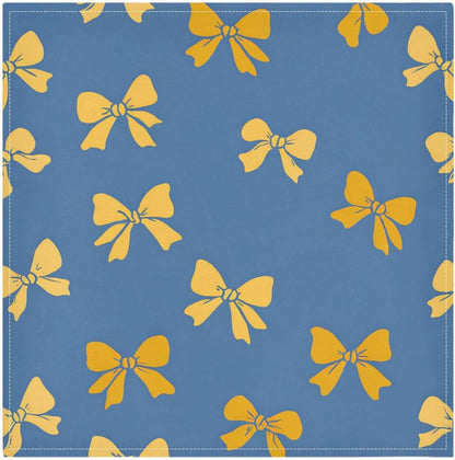 Dinner Napkins Set of 6 Yellow Bows Pattern Reusable Table Cloth Napkins for Indoor Outdoor Family Dinners Cocktail Parties Weddings Hotel Restaurant, 20 × 20 in
