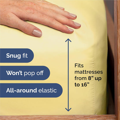 Full Size 4 Piece Sheet Set - Comfy Breathable & Cooling Sheets - Hotel Luxury Bed Sheets for Women & Men - Deep Pockets, Easy-Fit, Extra Soft and Wrinkle Free Sheets - Yellow Oeko-Tex Bed Sheet Set