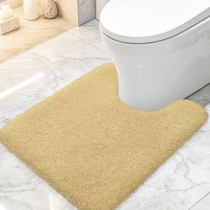 Toilet Rugs U-Shaped 24"x20", Ultra Soft Absorbent Contour Bath Rug with Non-Slip Backing, Machine Washable Shaggy Rug for Toilet, Light Yellow