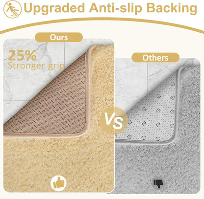 Toilet Rugs U-Shaped 24"x20", Ultra Soft Absorbent Contour Bath Rug with Non-Slip Backing, Machine Washable Shaggy Rug for Toilet, Light Yellow