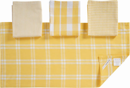 100% Cotton Kitchen Dish Cloths, Ultra Soft Absorbent Quick Drying Dish Towels, Multiweave Wash Cloths Dish Towel Sets, 13x28 Inches, 4 Pack - Yellow