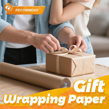 Brown Kraft Paper Roll 17.5" x 600" (50') for Gift Wrapping Bulletin Board Craft Art Bouquet Flower Packing Moving Shipping Floor Covering Table 70GSM 50LB (Brown, 17.5" x 50')