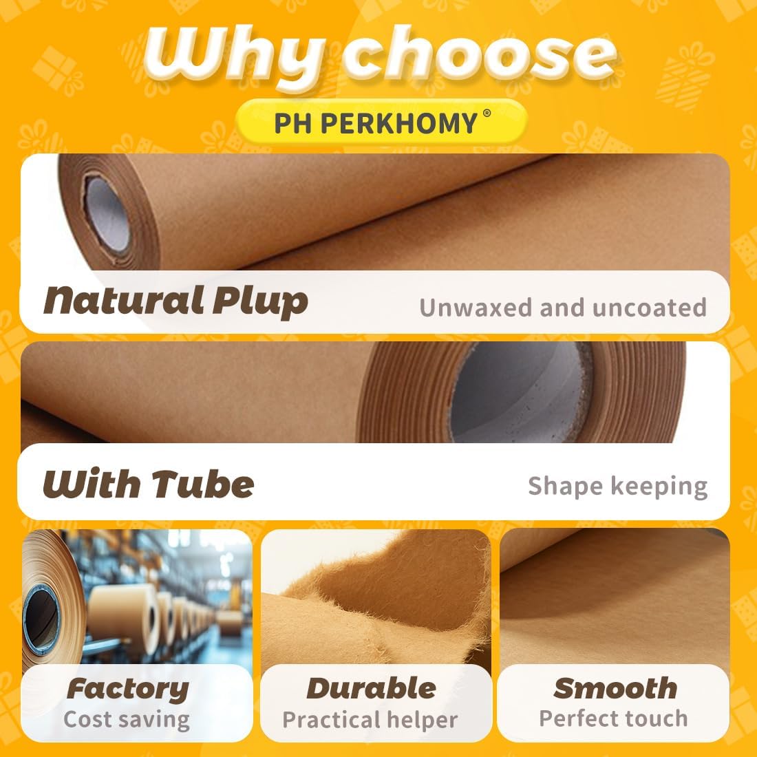 Brown Kraft Paper Roll 17.5" x 600" (50') for Gift Wrapping Bulletin Board Craft Art Bouquet Flower Packing Moving Shipping Floor Covering Table 70GSM 50LB (Brown, 17.5" x 50')