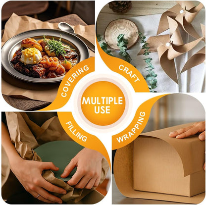 Brown Kraft Paper Roll 17.5" x 600" (50') for Gift Wrapping Bulletin Board Craft Art Bouquet Flower Packing Moving Shipping Floor Covering Table 70GSM 50LB (Brown, 17.5" x 50')