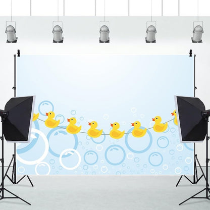 Rubber Duck Photo Backdrop Duck Baby Shower Backdrop Yellow Rubber Ducky Bubbles Photography Background Duck Themed Newborn Birthday Party Decoration Banner Kids Photoshoot Backdrops 5x3ft