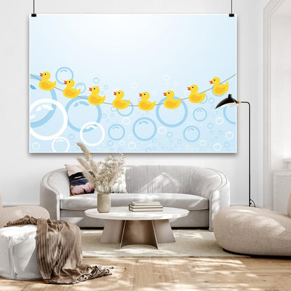 Rubber Duck Photo Backdrop Duck Baby Shower Backdrop Yellow Rubber Ducky Bubbles Photography Background Duck Themed Newborn Birthday Party Decoration Banner Kids Photoshoot Backdrops 5x3ft