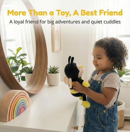 Plush Nana The Bee with Smile Face and Yellow Wings Bumblebee Animal Shaped Soft Toy Present for Children 12 inch Head to Toe