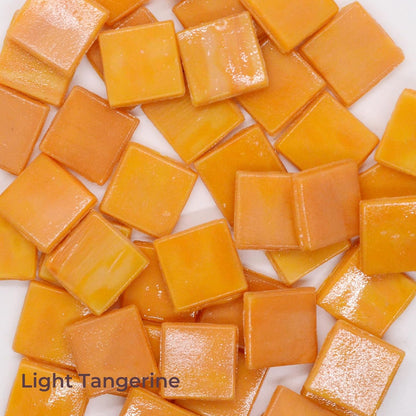 IGNIS 250 Pcs (1.32 lbs) Glass Mosaic Tiles for Crafts, 5-Color 5/8" (15mm) Tuscan Sun Yellow Palette, Pure Glossy Finish Square Beveled Art Glass Pieces for DIY Vases & Pro-Grade Crafting