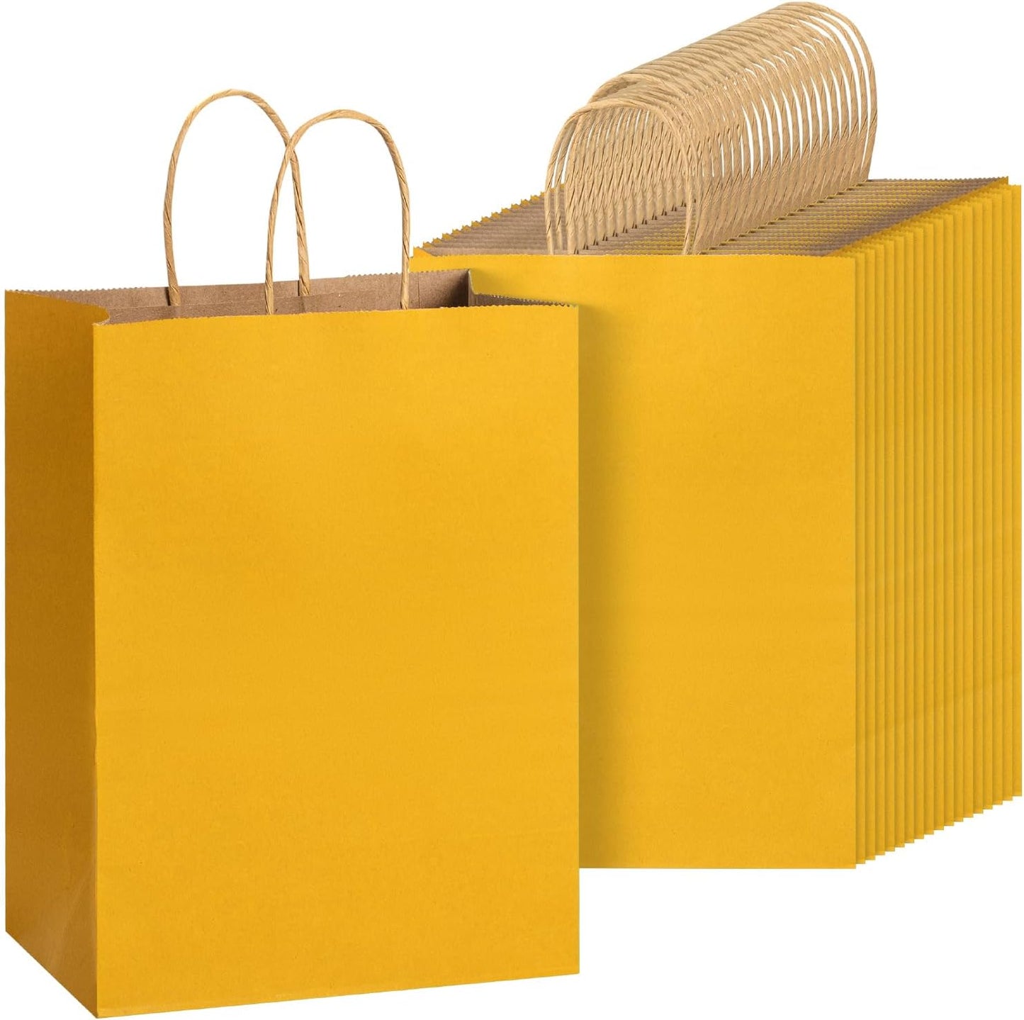 Paper Gift Bags with Handles, 60 Pack, 7.6" x 4.7" x 10.6" | Medium Kraft Paper Bags with Handles Bulk, Ideal for Gifts, Weddings, Baby Showers, Birthdays, Shopping, Party Favor