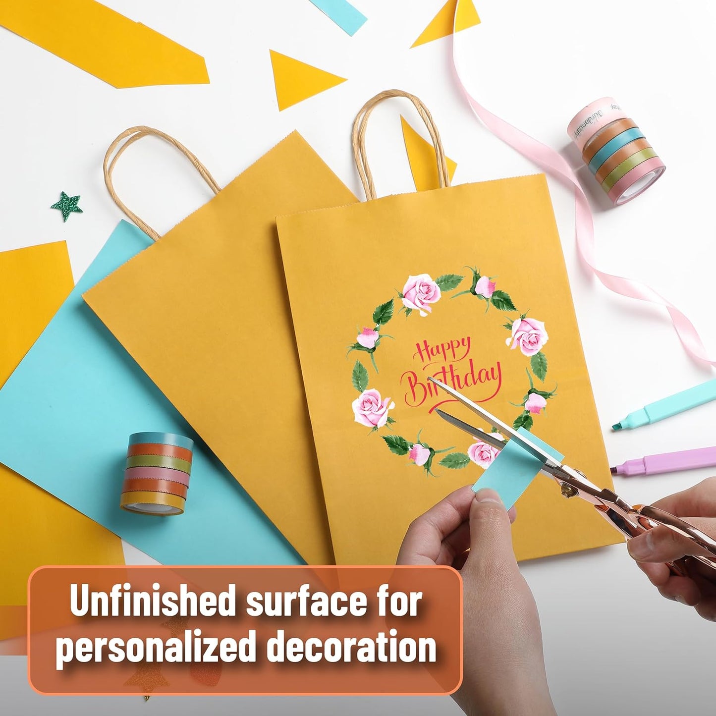 Paper Gift Bags with Handles, 60 Pack, 7.6" x 4.7" x 10.6" | Medium Kraft Paper Bags with Handles Bulk, Ideal for Gifts, Weddings, Baby Showers, Birthdays, Shopping, Party Favor