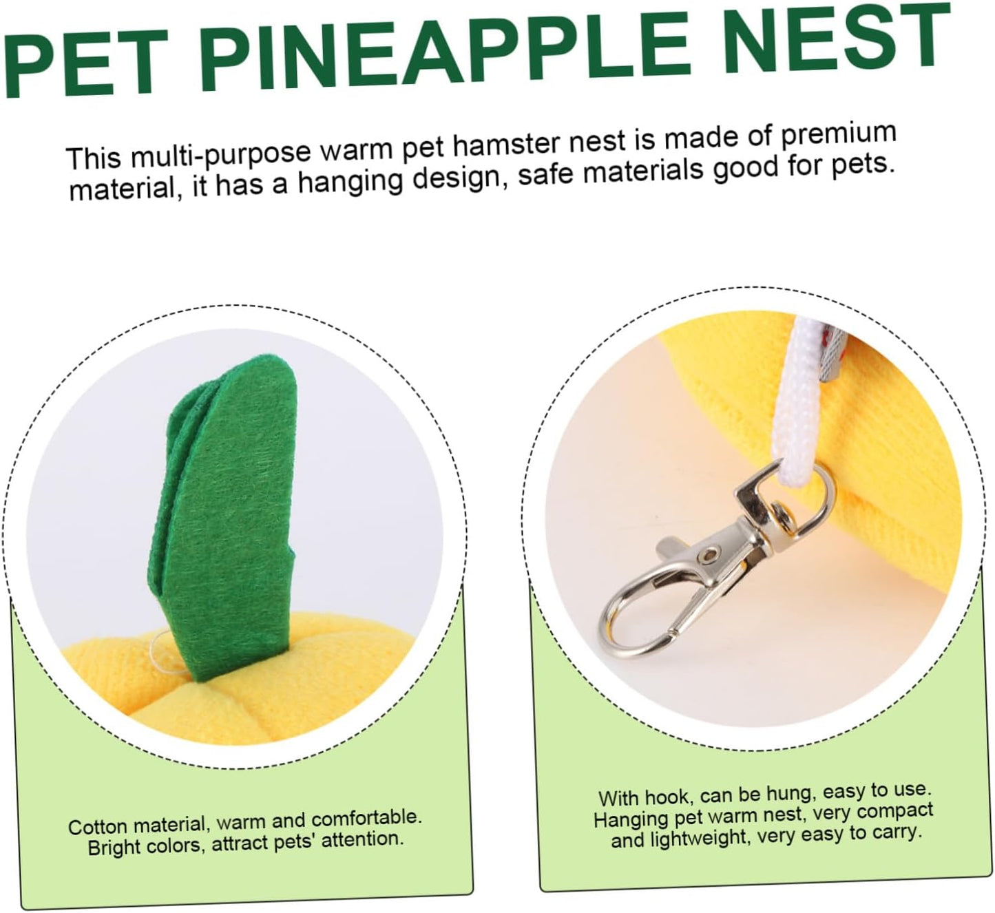 Mini Pet Hanging Bed Warm Den for Guinea Pig and Hamster, Yellow Pineapple Fleece Nest House for Small Animals Winter Bedding