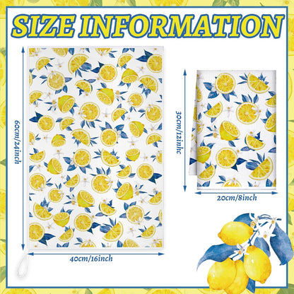 6 Pcs Summer Lemon Kitchen Towels 24 x 16 Inch Italian Capri Tiles Lemon Iris Dish Towels Absorbent Blue Yellow Hand Bathroom Towel Mediterranean Tea Towel for Kitchen Amalfi Coast Party Decor