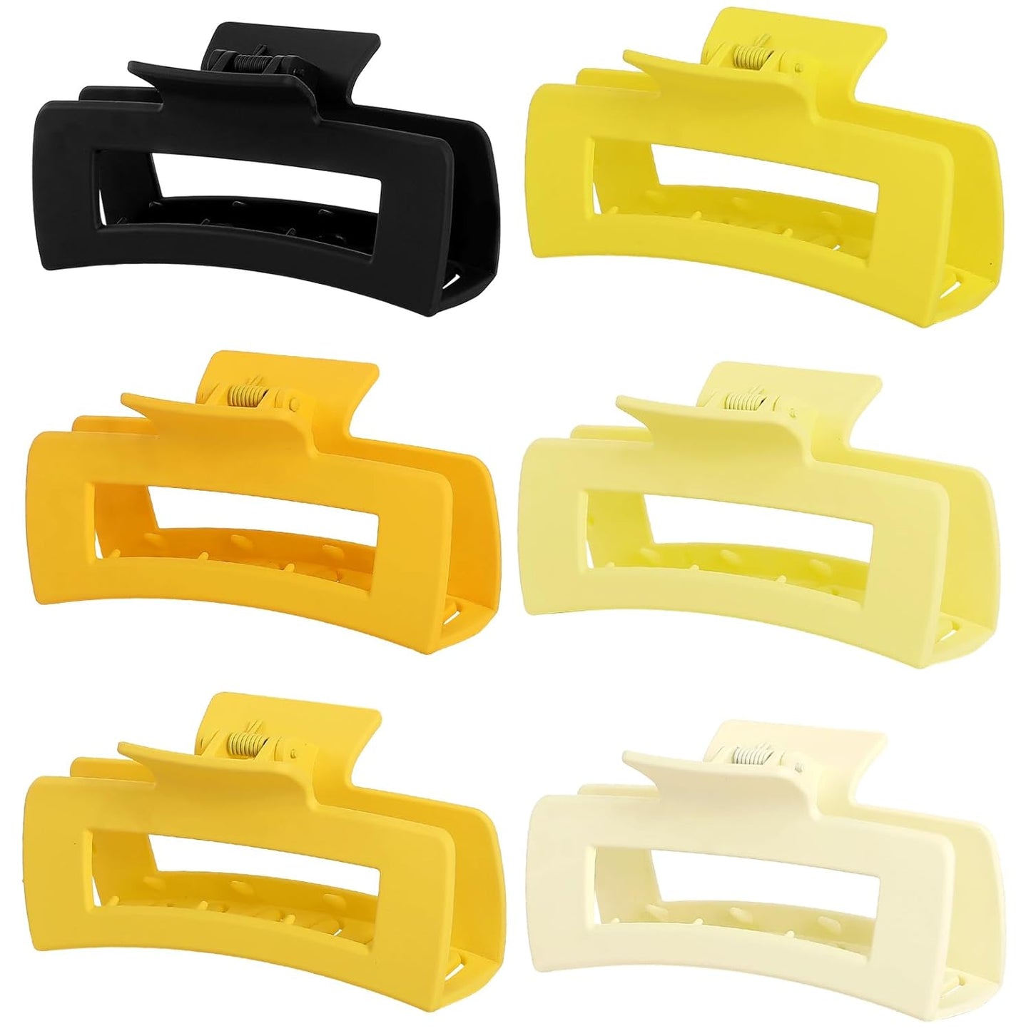 Sisiaipu 4 Inch Big Hair Claw Clips 6 Pcs Large Claw for Thick Hair Square Hair Clips for Women Rectangle Hair Clips Nonslip Acrylic Banana Jaw Clips Hair Accessories for Girls (Yellow)