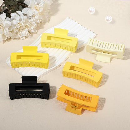 Sisiaipu 4 Inch Big Hair Claw Clips 6 Pcs Large Claw for Thick Hair Square Hair Clips for Women Rectangle Hair Clips Nonslip Acrylic Banana Jaw Clips Hair Accessories for Girls (Yellow)