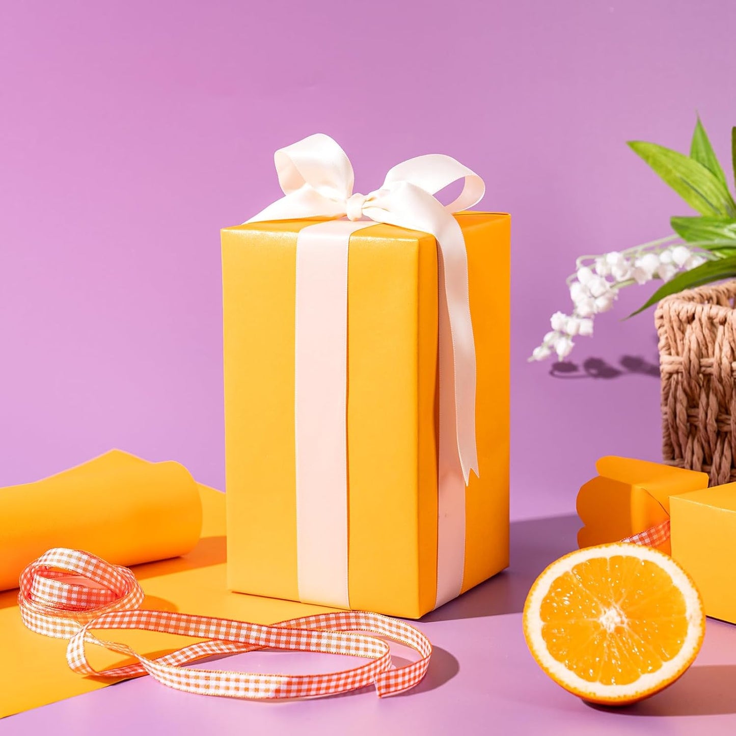 Yellow Matte Wrapping Paper - Solid Color Pearly - luster Paper Perfect for Wedding, Christmas, Baby Shower -17 Inches X 32.8 Feet