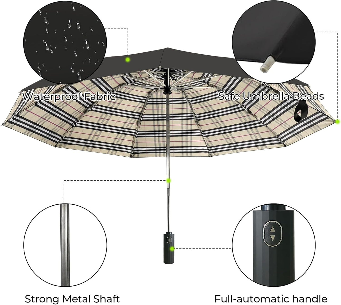 Compact Travel Umbrella, Windproof Automatic Umbrellas for Rain | Small, Portable, Folding, Lightweight, Waterproof, Backpacks, Purses, Cars, Commuting, Walk, School, Men, Women