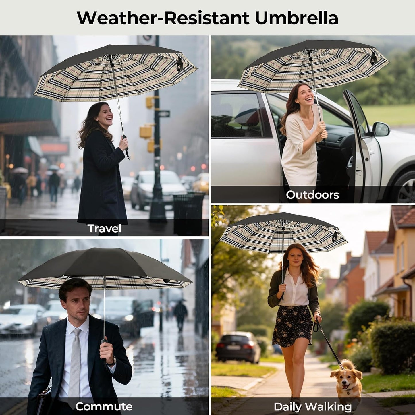 Compact Travel Umbrella, Windproof Automatic Umbrellas for Rain | Small, Portable, Folding, Lightweight, Waterproof, Backpacks, Purses, Cars, Commuting, Walk, School, Men, Women