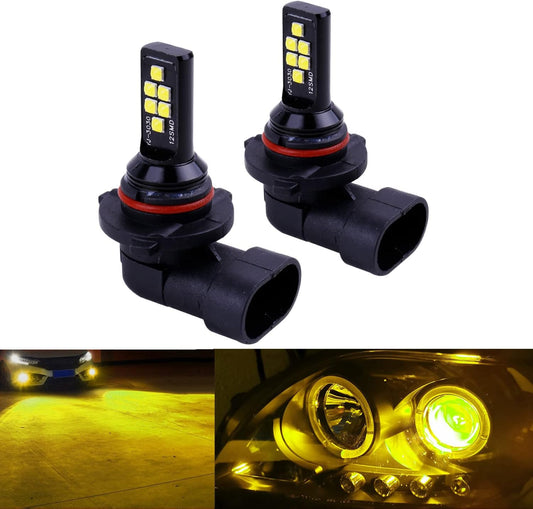 2x HB3 H10 9005 9145 LED Fog Light Bulb for Powersports Advanced 3030 SMD Bright Colorful Daytime Running DRL Lamp, Golden Yellow