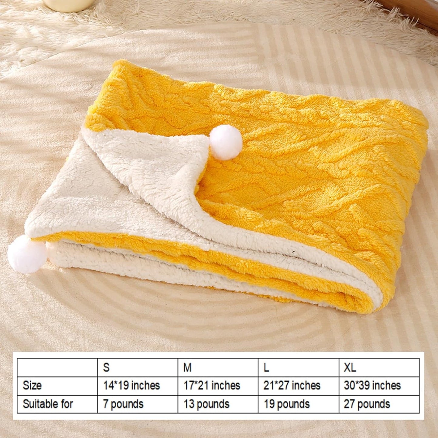 Premium Soft Dog Blanket Washable Puppy Essentials Dog Product Cat Kitten Calming Blankets Throw for Medium Small Dogs Pet Dog Gifts-Yellow-M