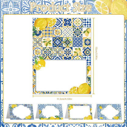 Lemon Place Cards Decor - 48 Pcs Yellow and Blue Lemon Place Cards for Table Setting, Lemons Coast Birthday Party Decorations for Bridal Shower Wedding