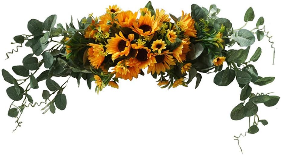 Wedding Arch Flowers 30 Inch Rustic Artificial Floral Swag Decor | Peonies or sunflowers with green leaves. Ideal for door lintel, table centerpieces and home wedding decoration
