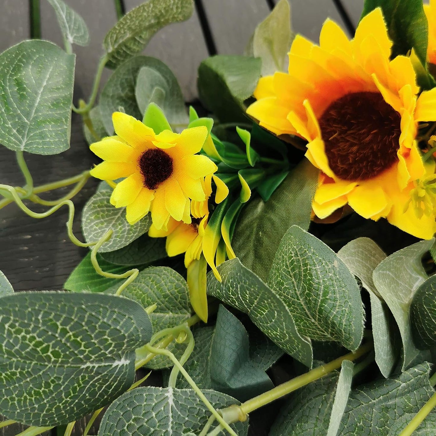 Wedding Arch Flowers 30 Inch Rustic Artificial Floral Swag Decor | Peonies or sunflowers with green leaves. Ideal for door lintel, table centerpieces and home wedding decoration
