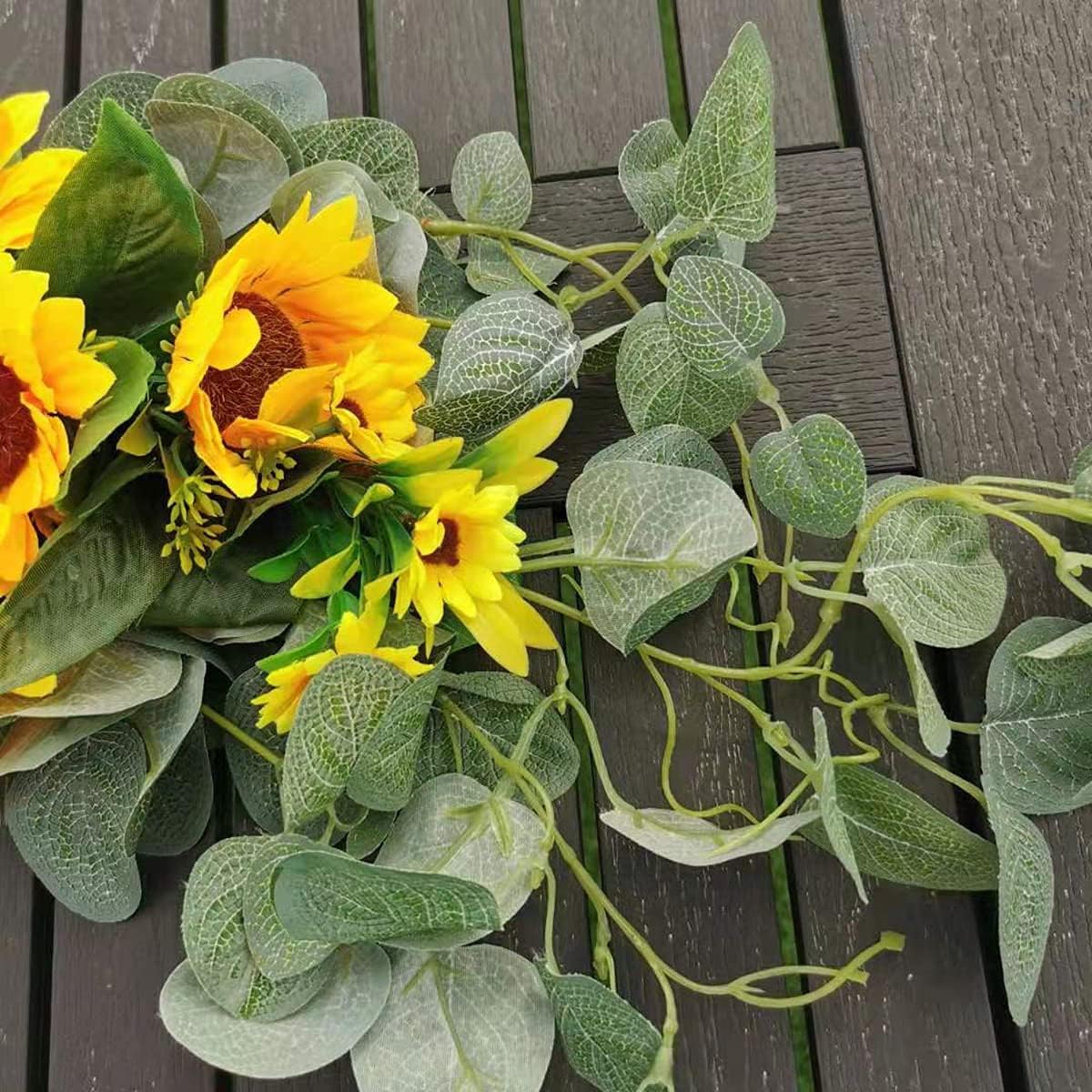 Wedding Arch Flowers 30 Inch Rustic Artificial Floral Swag Decor | Peonies or sunflowers with green leaves. Ideal for door lintel, table centerpieces and home wedding decoration