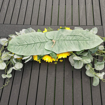 Wedding Arch Flowers 30 Inch Rustic Artificial Floral Swag Decor | Peonies or sunflowers with green leaves. Ideal for door lintel, table centerpieces and home wedding decoration