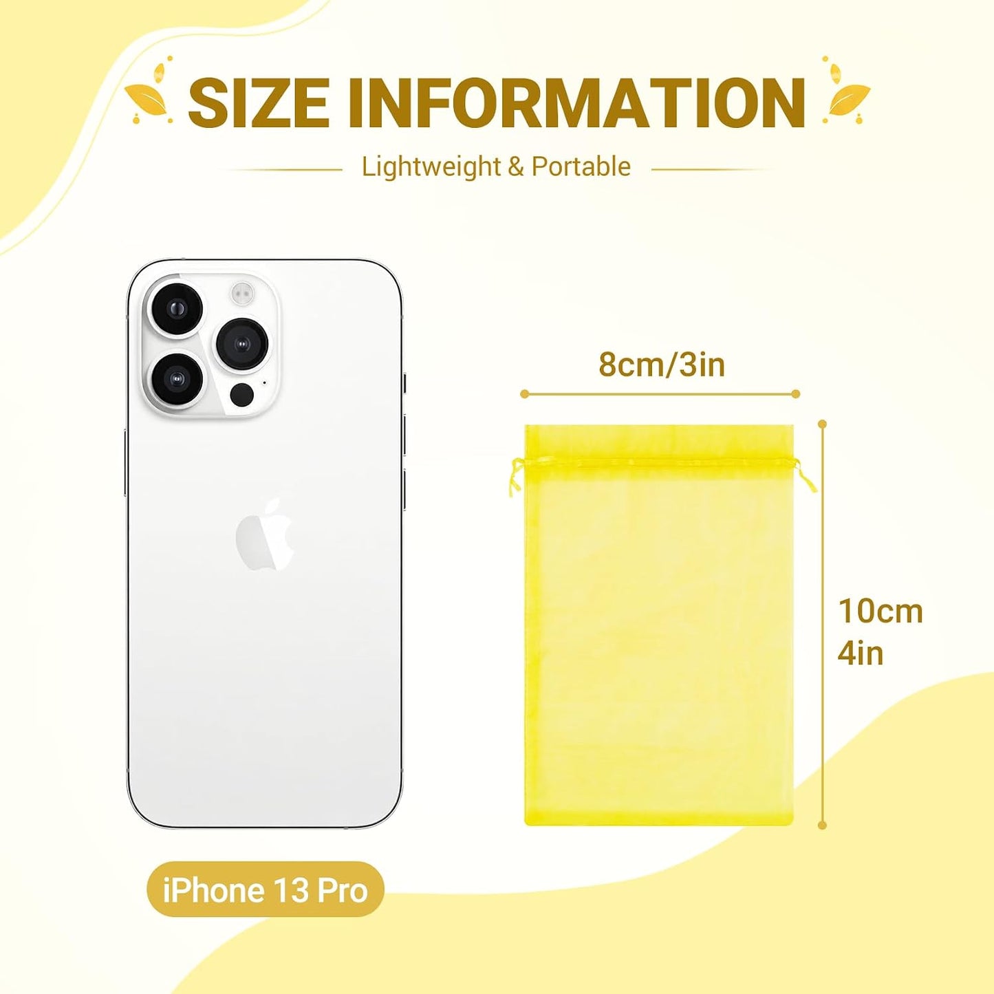 100PCS Lemon Yellow Sheer Organza Bags 3x4 in, Goodie Bags Bulk | Small Mesh Gift Bag with Drawstring for Wedding Party Favor, Drawstring Pouch for Jewelry, Sachet Bags for Treat, Candy, Soap