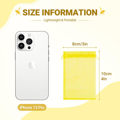 100PCS Lemon Yellow Sheer Organza Bags 3x4 in, Goodie Bags Bulk | Small Mesh Gift Bag with Drawstring for Wedding Party Favor, Drawstring Pouch for Jewelry, Sachet Bags for Treat, Candy, Soap