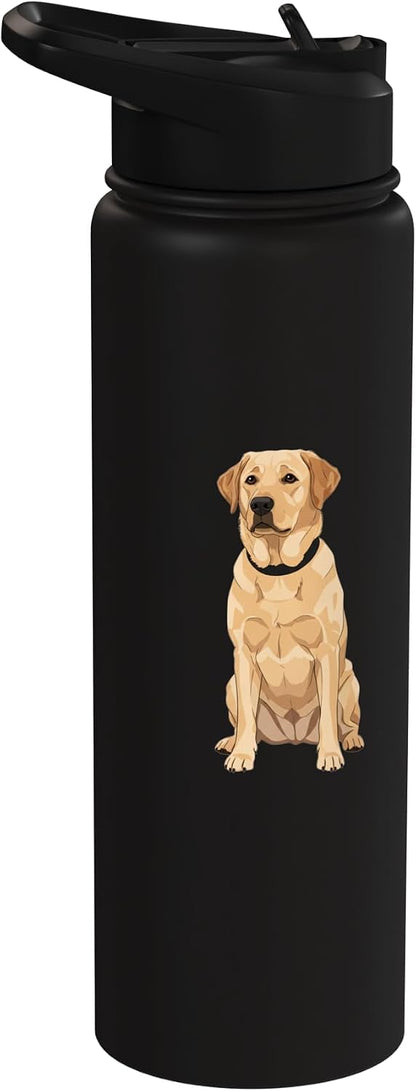 Yellow Labrador Retriever Sitting Dog Illustration For Pet-l Stainless Steel Insulated Water Bottle