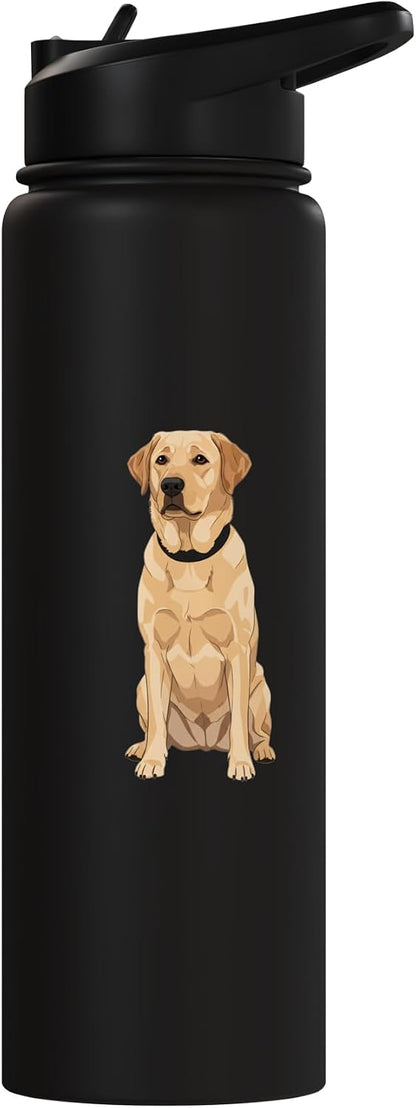 Yellow Labrador Retriever Sitting Dog Illustration For Pet-l Stainless Steel Insulated Water Bottle