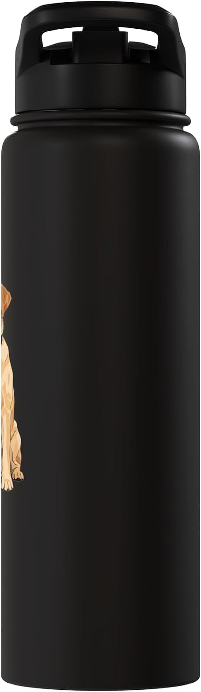Yellow Labrador Retriever Sitting Dog Illustration For Pet-l Stainless Steel Insulated Water Bottle