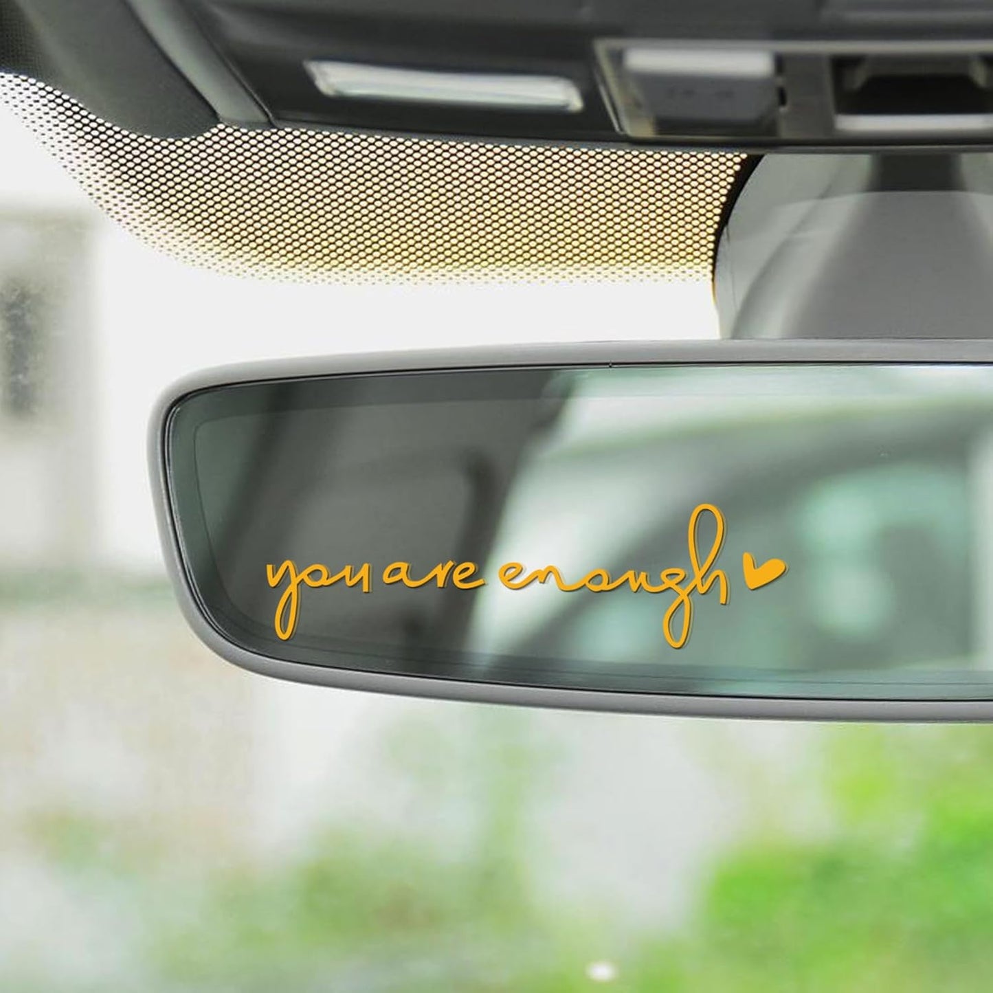 You Are Enough Rearview Decal, Inspirational Car Stickers, Vinyl Self-Love Mirror Stickers, Universal Car Accessory (Reflective Yellow)