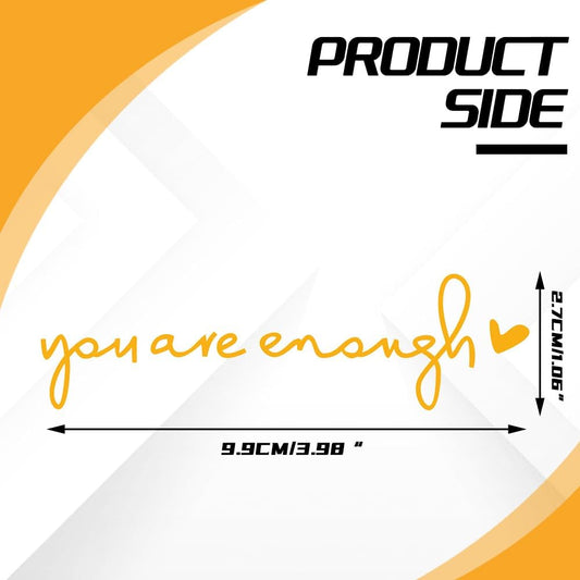 You Are Enough Rearview Decal, Inspirational Car Stickers, Vinyl Self-Love Mirror Stickers, Universal Car Accessory (Reflective Yellow)