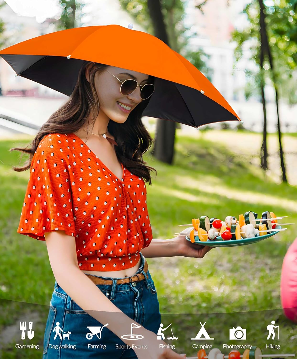 Sun Umbrella Hat for Adults - 27 inch, Lightweight & Comfortable, Fits 20.9"-25" Heads, Umbrella Hats for Women Men