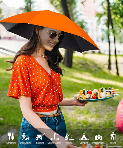 Sun Umbrella Hat for Adults - 27 inch, Lightweight & Comfortable, Fits 20.9"-25" Heads, Umbrella Hats for Women Men