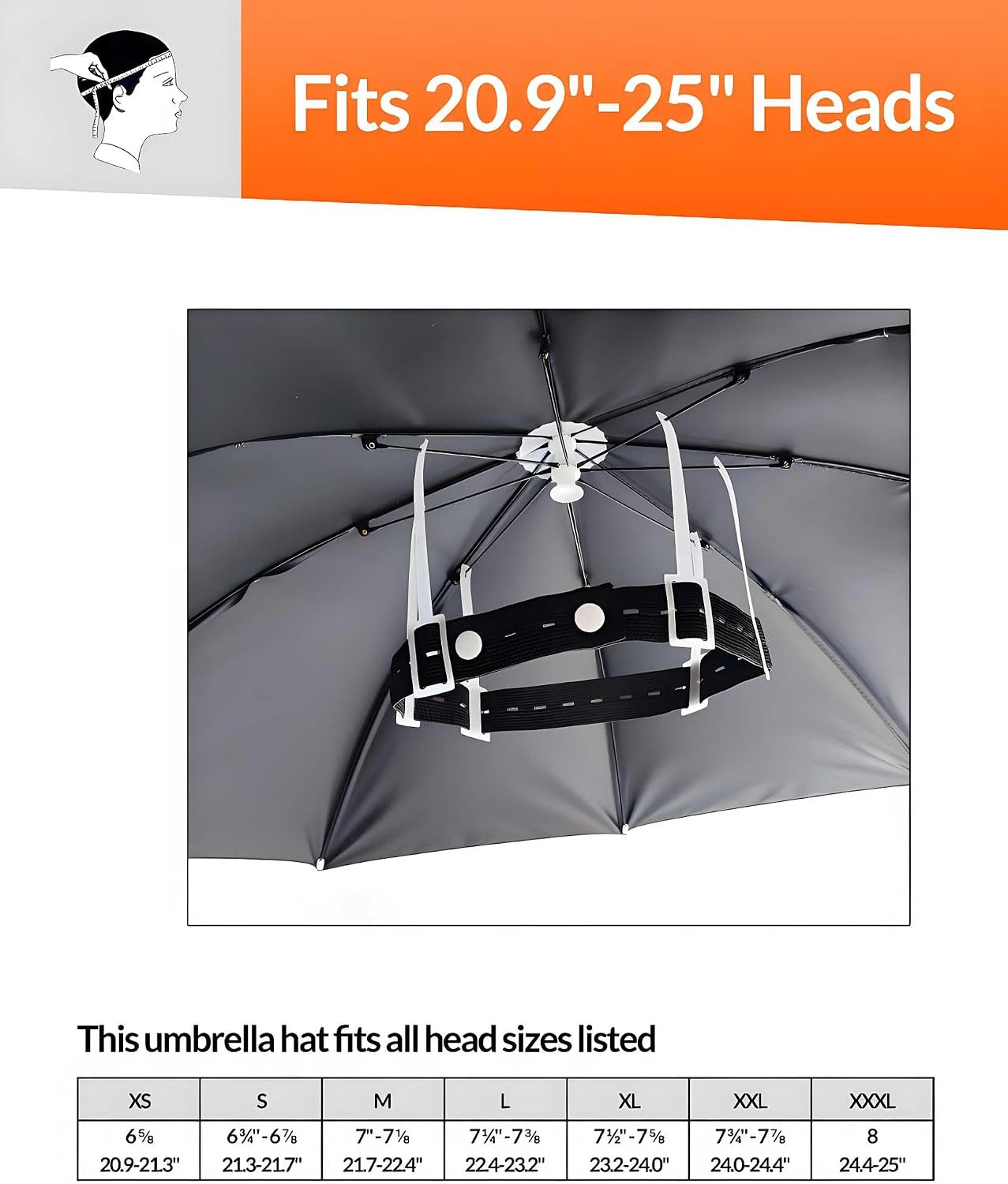 Sun Umbrella Hat for Adults - 27 inch, Lightweight & Comfortable, Fits 20.9"-25" Heads, Umbrella Hats for Women Men