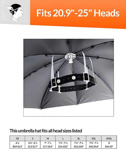 Sun Umbrella Hat for Adults - 27 inch, Lightweight & Comfortable, Fits 20.9"-25" Heads, Umbrella Hats for Women Men
