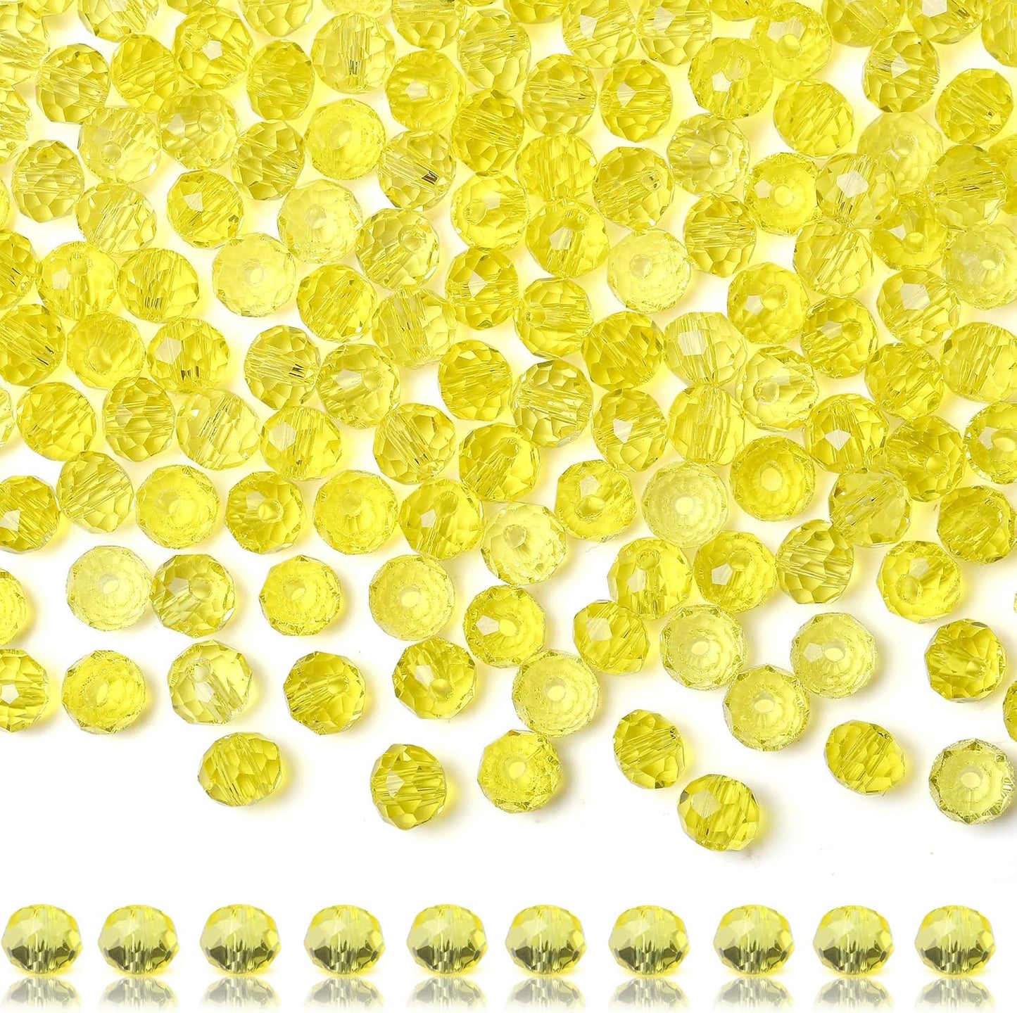 ZHIYUXI 400pcs Lemon Yellow Beads Crystal Glass Beads for Jewelry Making | Assortment 6mm Beads Bulk Bracelets for Arts and Crafts Hole Drilled DIY Necklace Earrings